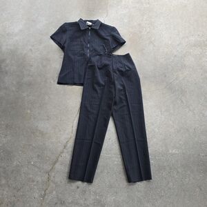 Vtg 90s Dark Academia Pants Suit Office Siren Set Sz 5/6